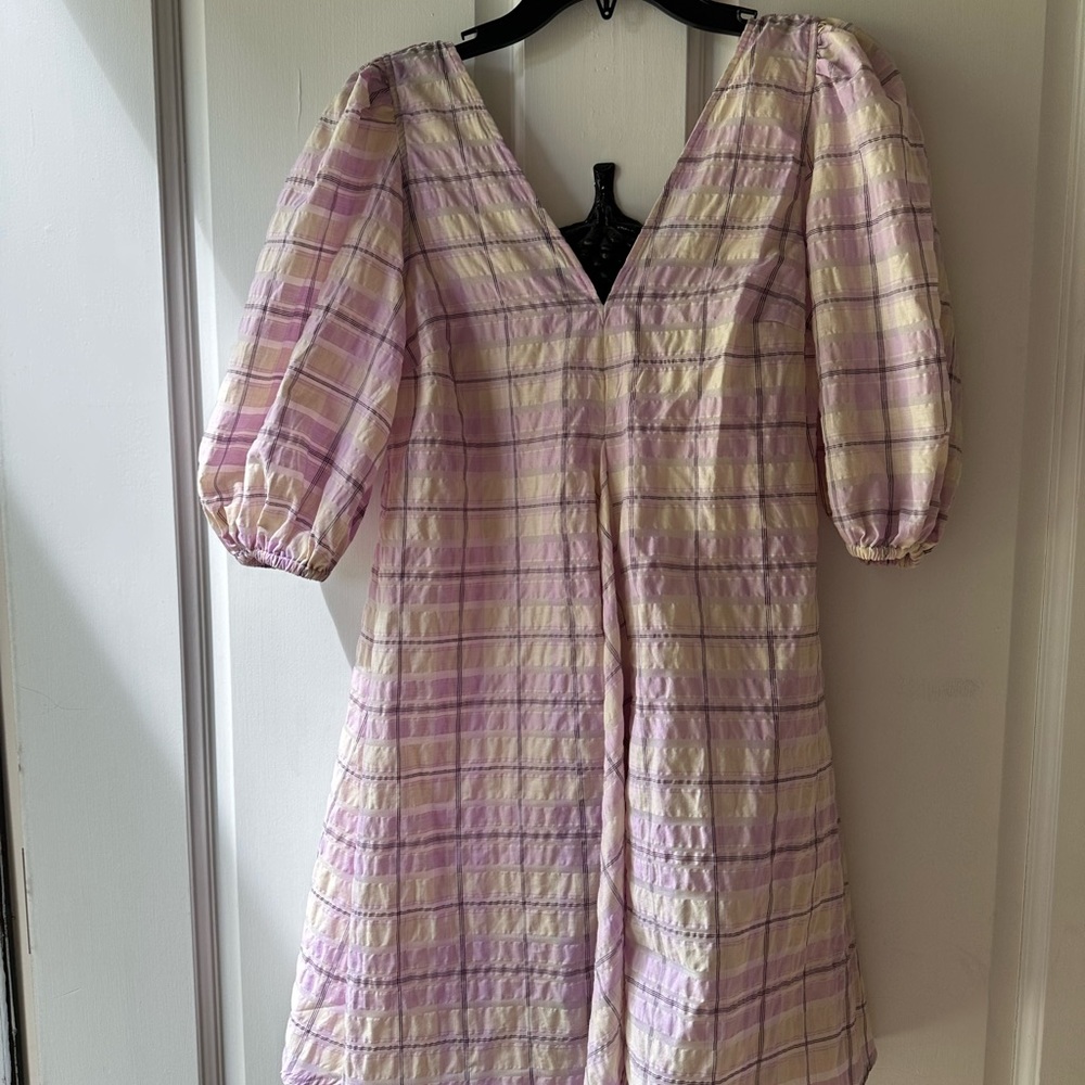 Ganni sundress size 34 (small) in lavender and yellow.